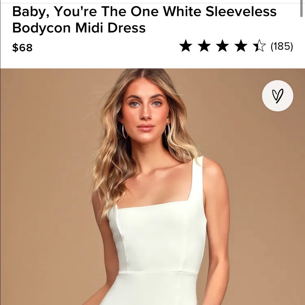 Lulus Bodycon Square-neck Midi Dress (Ivory)